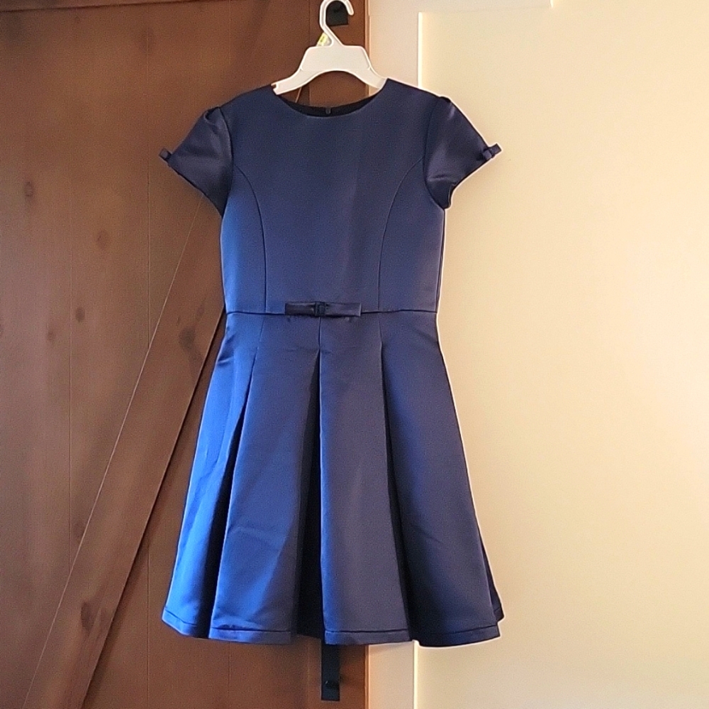 NWT Girls Patachou Navy Satin Dress age 14 years